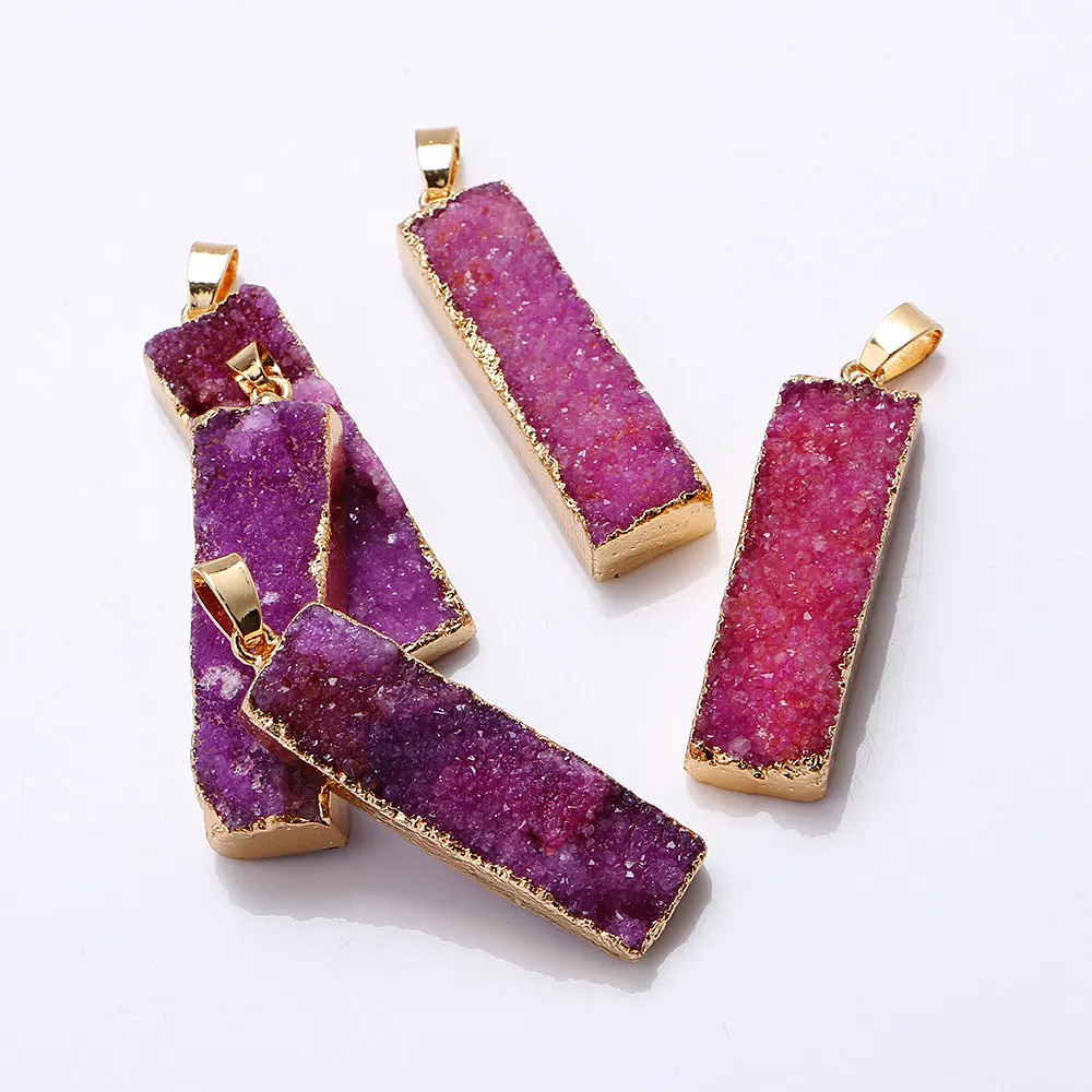 Jewnou Natural Crystal Gilded Fashion Pendant Short Necklace Woman Fine Jewelry Wholesale Stone Agate Charm Chakra | Украшения и