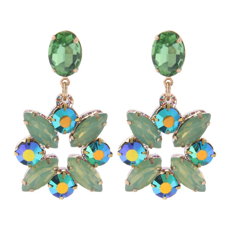 light green NeeFu WoFu полимерная серьга стеклянные серьги медные большие очаровательные серьги для женщин Brinco Ear Oorbellen Рождество - Окраска металла: light green