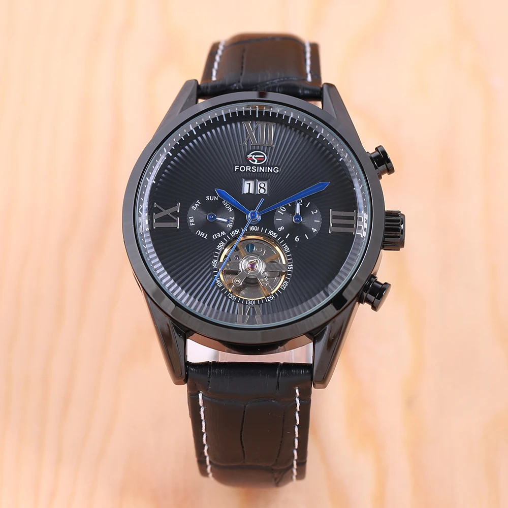 Часы наручные мужские с автоподзаводом водонепроницаемые кожаным