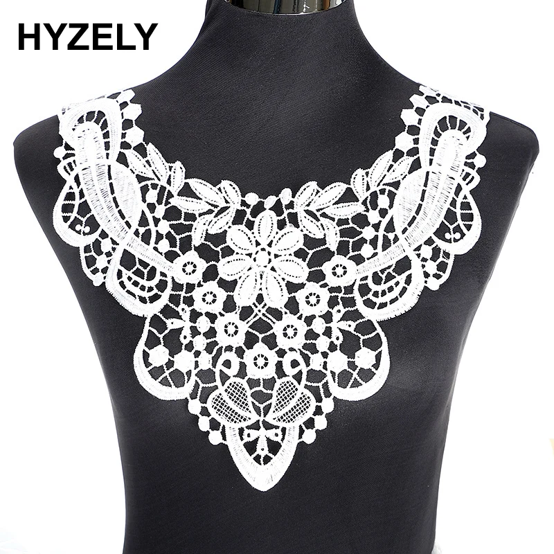

1x Flower Applique Lace Trim Venise Collar Neckline Neck Embellishment White BW009