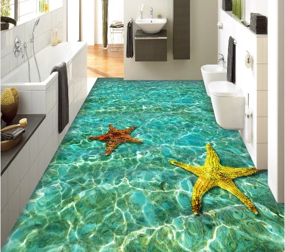 

[Self-Adhesive] 3D Starfish Sparkling Sea 5 Non-slip Waterproof Photo Self-Adhesive Floor Mural Sticker WallPaper Murals Print