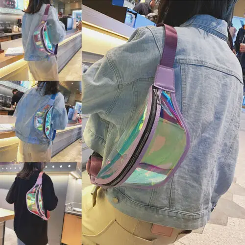 Женская прозрачная поясная сумка с лазерным рисунком праздничный кошелек на