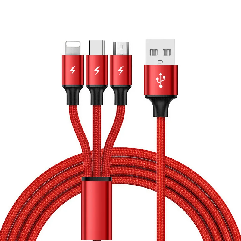 3 в 1 8 Pin USB кабель для iPhone samsung Xiaomi мульти Быстрая зарядка микро USB кабель 2 в 1 мобильный телефон usb type C кабель