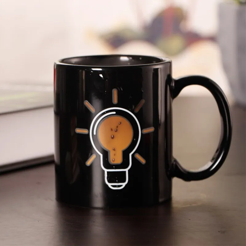 Creative Novelty Magic Color Changing Ceramic Mug Heat Sensitive Light Bulb Pattern Coffee Tea Home and Office Drinkware | Дом и сад