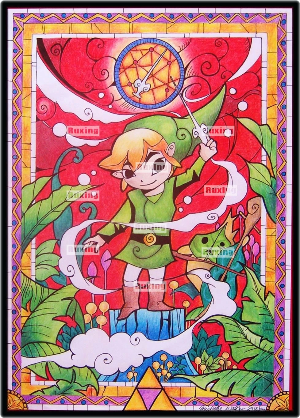 9 Алмазная вышивка Ruxing 5D, мультяшная легенда zelda, алмазная живопись, вышивка крестиком, стразы, украшение для дома, сделай сам, Алмазная мозаика - Цвет: 9