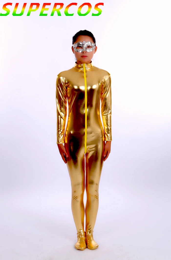 Высококачественные колготки Zentai для Хэллоуина карнавала вечевечерние золотого