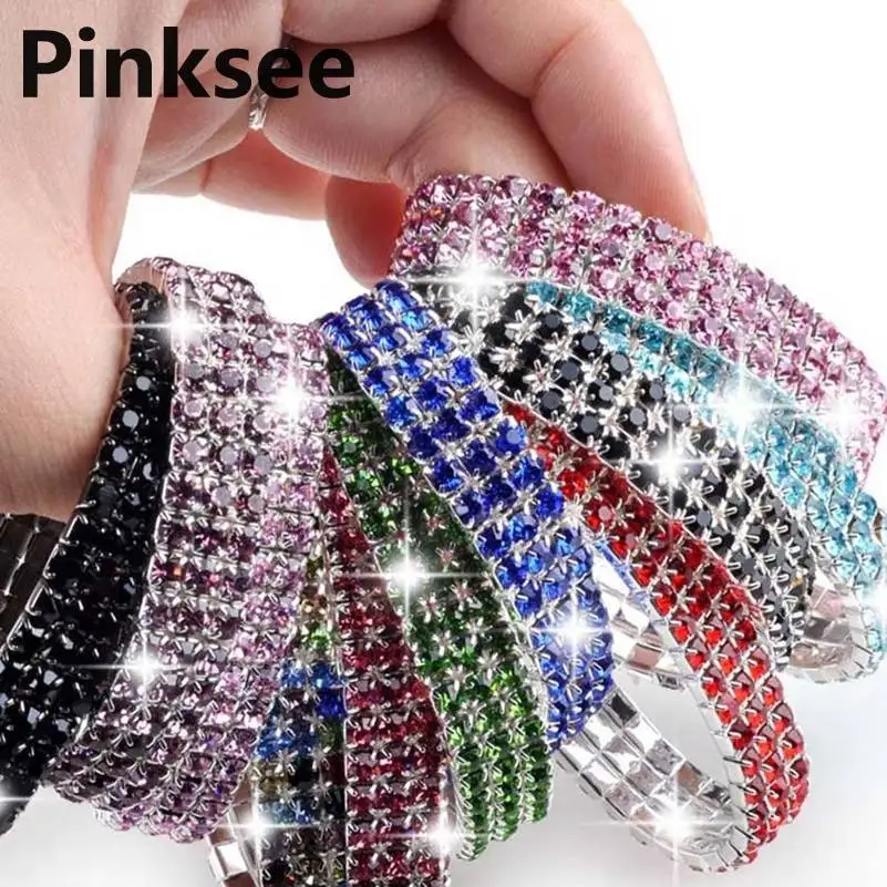 

Bling Clear Crystal Rhinestone Stretch Bracelet Bangle Wedding Bridal Wristband for Women girls High Quality 3pcs/lot