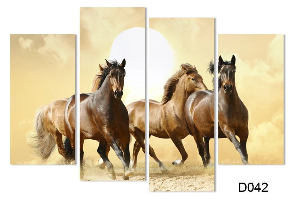 4 панели современная лошадь живопись набор абстрактный холст искусство