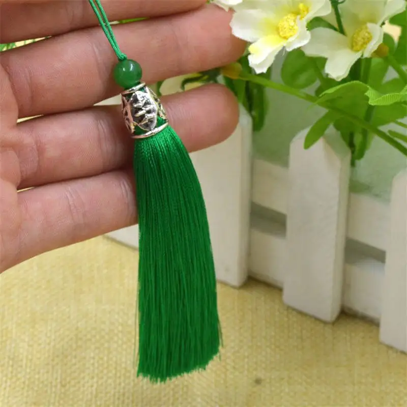 DoreenBeads 1 шт. один цвет кисточкой сплав ключ кисточкой с бисером мягкие шторы одежды Домашний текстиль закладки украшения 10 см длинные - Цвет: green