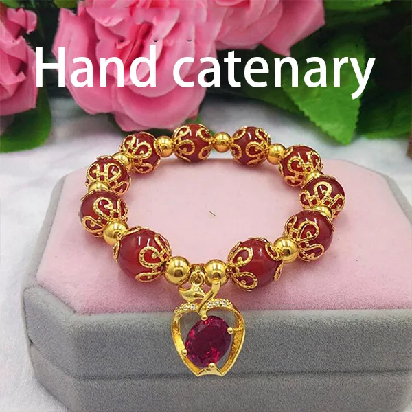 Bracelets Новые стильные ювелирные изделия натуральные красные стеклянные бусины последние яблочные подвески золотые браслеты ожерелье дизайн женские ювелирные изделия - Окраска металла: Bracelets