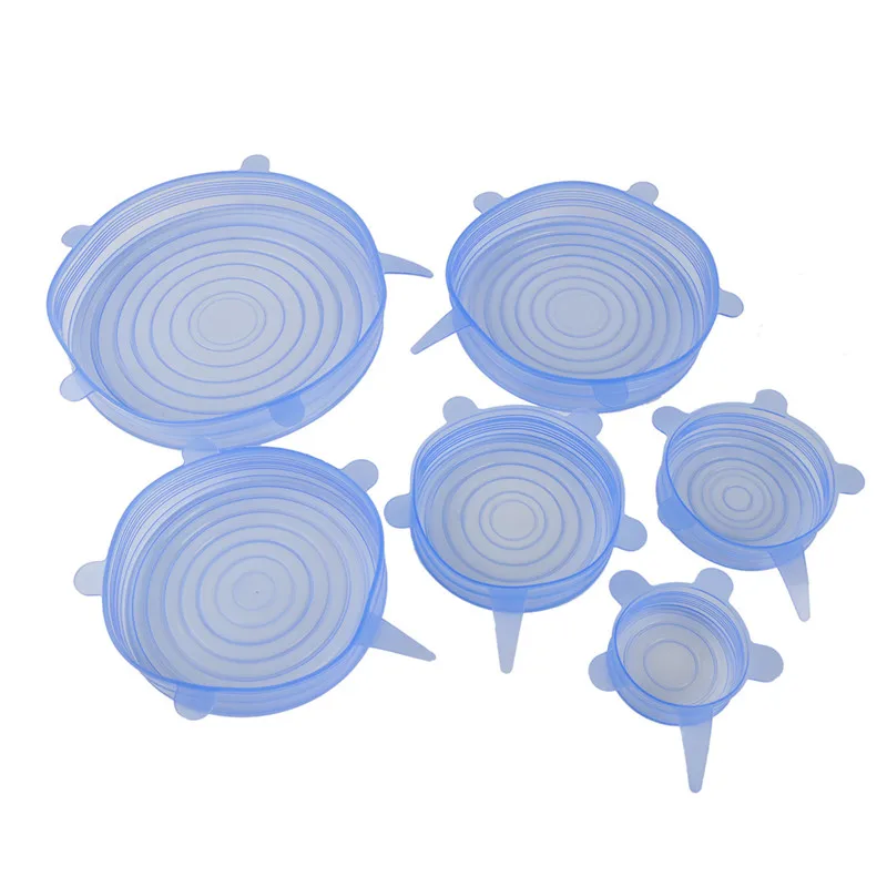 6 шт./компл. растягивающиеся крышки пищевого силикона для кухни пикника улицы