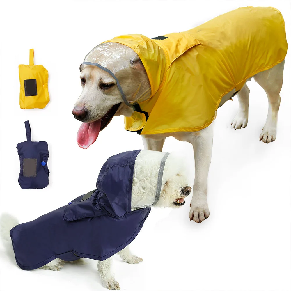 1pcs Large Dog Clothes Raincoat Waterproof Suits Dot Rain Cape Pet Clothing For Big Dogs Hooded Jacket Poncho Coat | Дом и сад