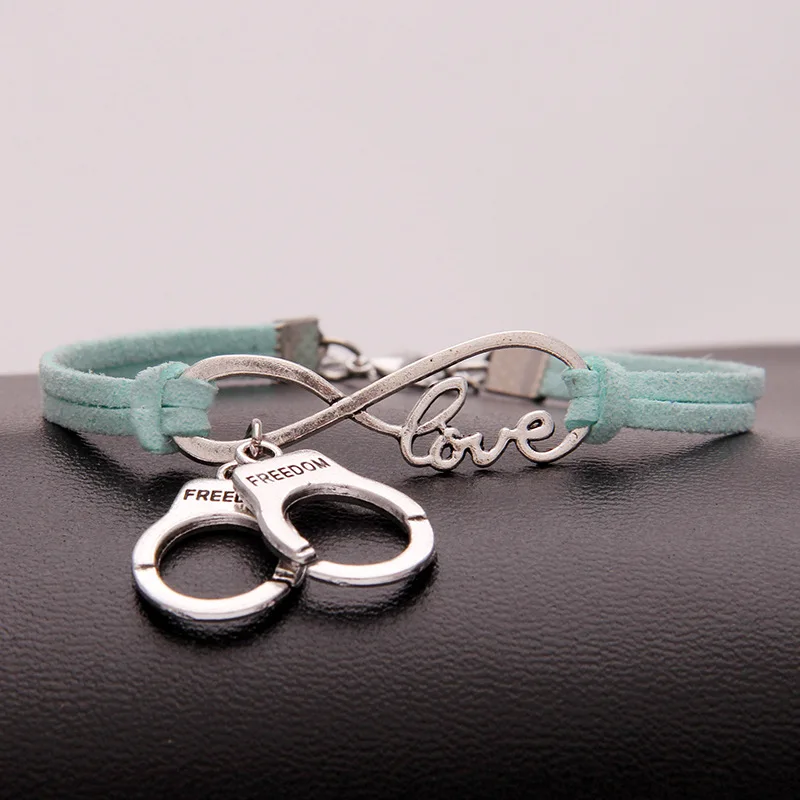 Женский кожаный браслет наручники подвеска в виде наручников|leather bracelet women|leather