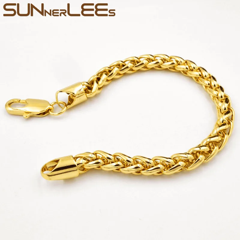 SUNNERLEES Модные Ювелирные изделия Белый Розовый золотой цвет браслет 3 мм ~ 7