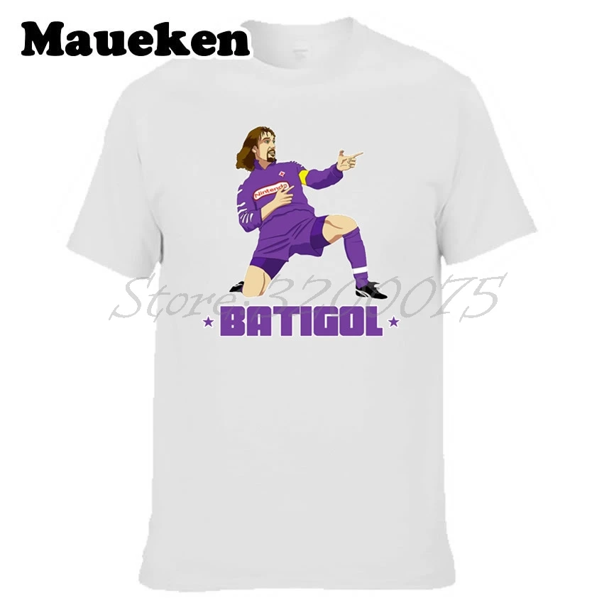 Мужская футболка с круглым вырезом Gabriel Omar Batistuta 9 Fiorentina Legend Captain BATIGAL W17072202|t shirt men|t