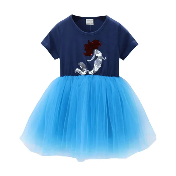 blue mermaid Платье для маленьких девочек Новинка года, летняя детская одежда платья-пачки для новорожденных девочек на день рождения, детские платья принцессы - Цвет: blue mermaid