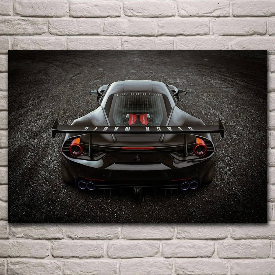 Экзотический спортивный автомобиль 488 gtb черный волшебный суперкар тканевый
