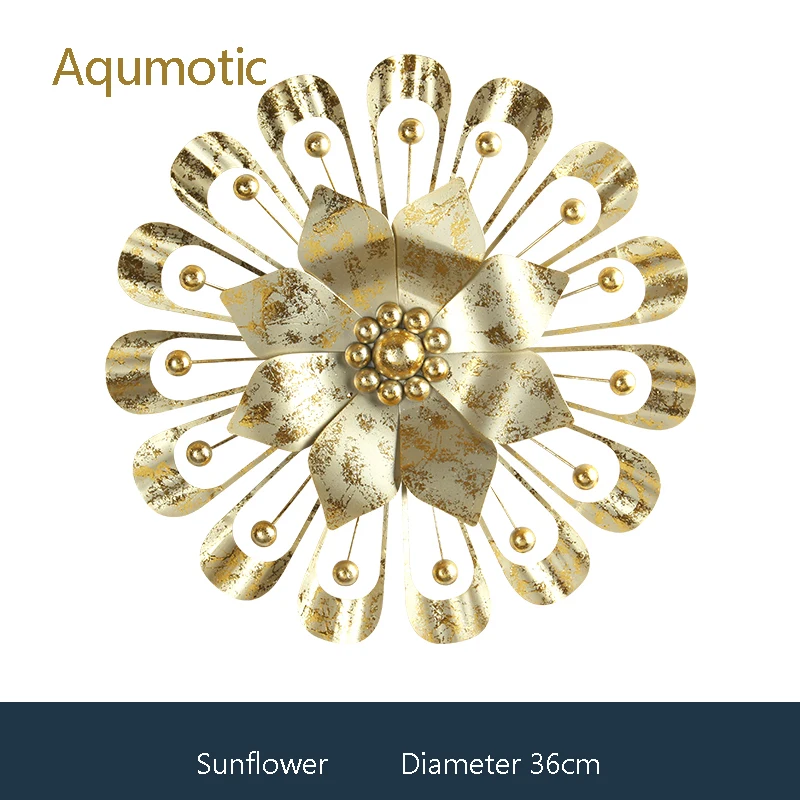 Sunflower36cm Aqumotic Железный цветок стенд 3d Искусственные цветы настенный художественный Декор для дома металлический Арт Деко бар фон Золотой для гостиной - Цвет: Sunflower36cm