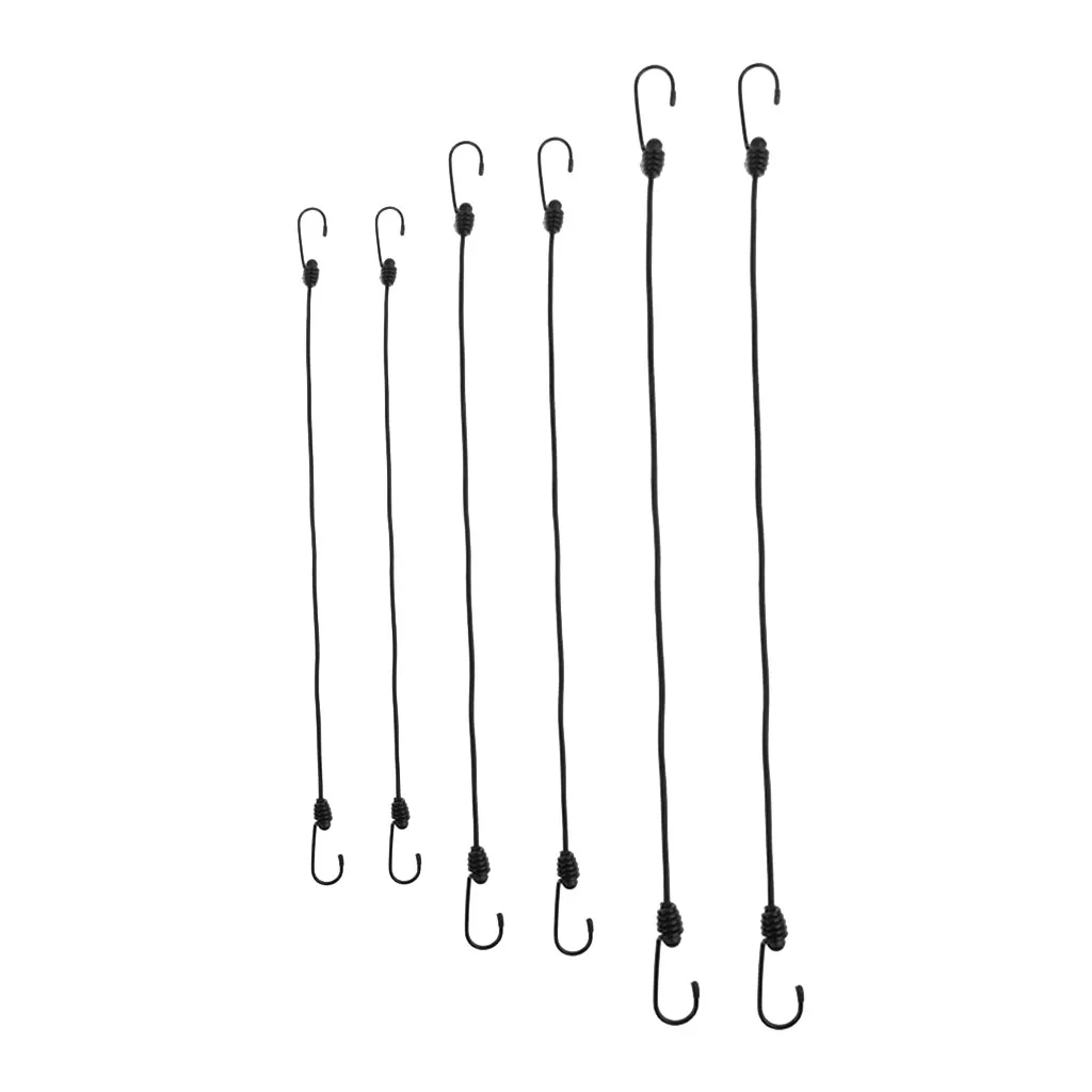 6 шт тяжелых ассортимент Банджи шнур ремни с пластиковыми крючки покрытием для