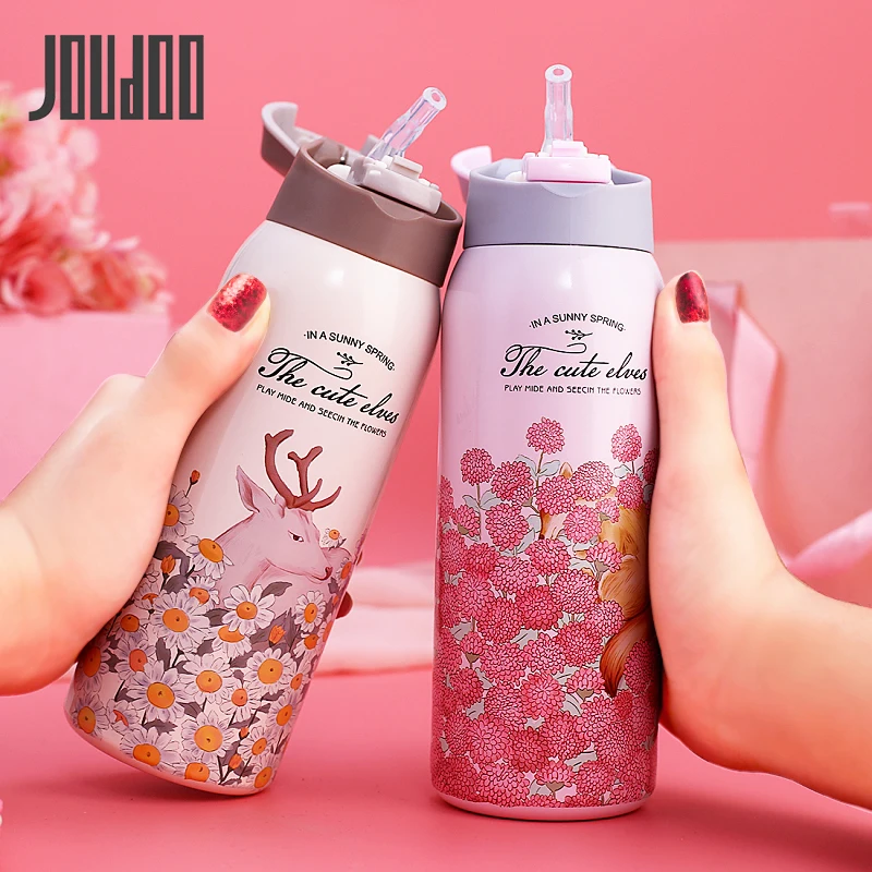 Термос JOUDOO 350 мл/450 мл с трубочкой изоляционная чашка из нержавеющей стали