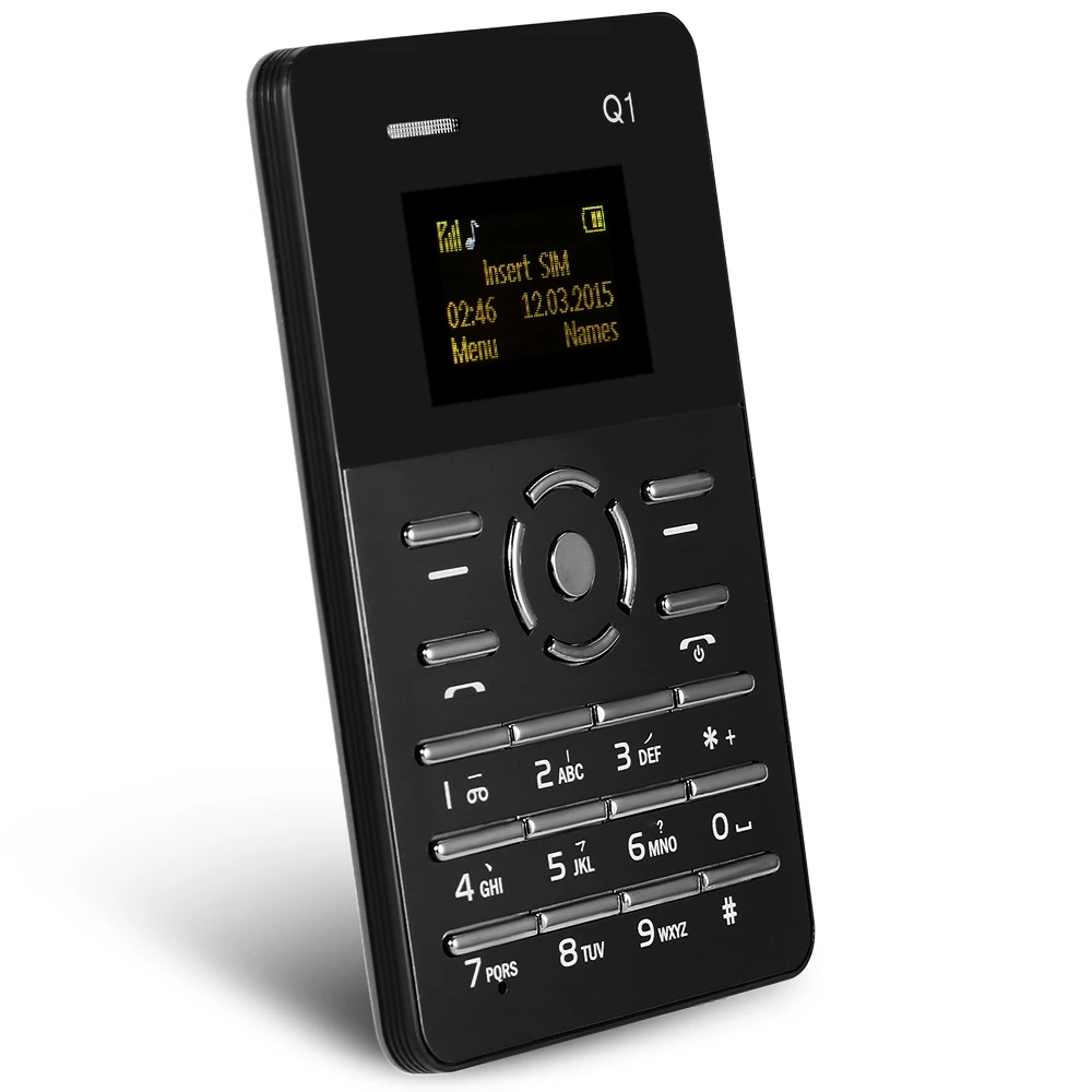 Оригинал AIEK Q1 1.0 дюймов смартфон ультра-тонкие карты телефон fm-аудиоплеера звук