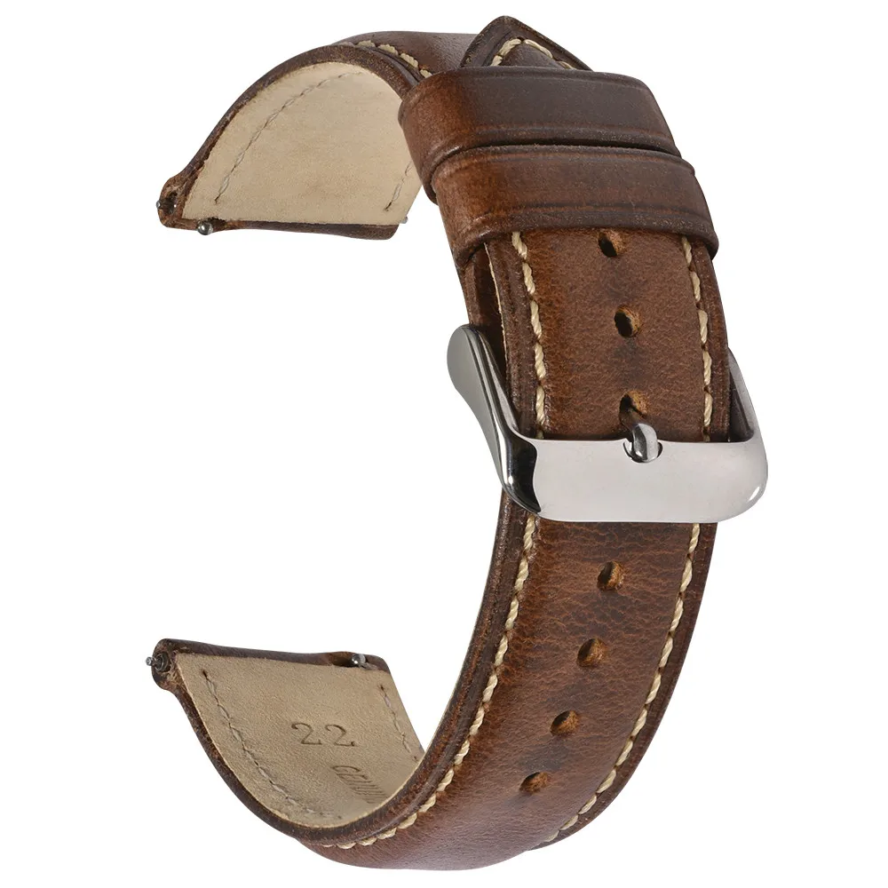 light brown 1 BEAFIRY загорелая кожа 22 мм 20 мм 18 мм ремешок для часов Quick Release Watch Band ремешок коричневый для мужчин и женщин совместим с Fossil - Цвет ремешка: light brown 1