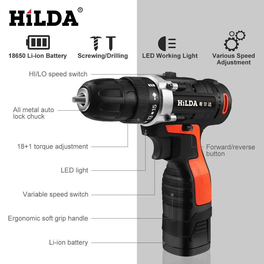 Электрическая Дрель аккумуляторная отвертка литиевая батарея Furadeira аккумуляторная отвертка электроинструменты Аккумуляторная дрель