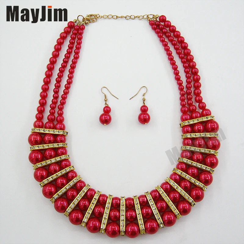 Женский комплект ювелирных украшений MayJim изделий из жемчуга ручной работы с