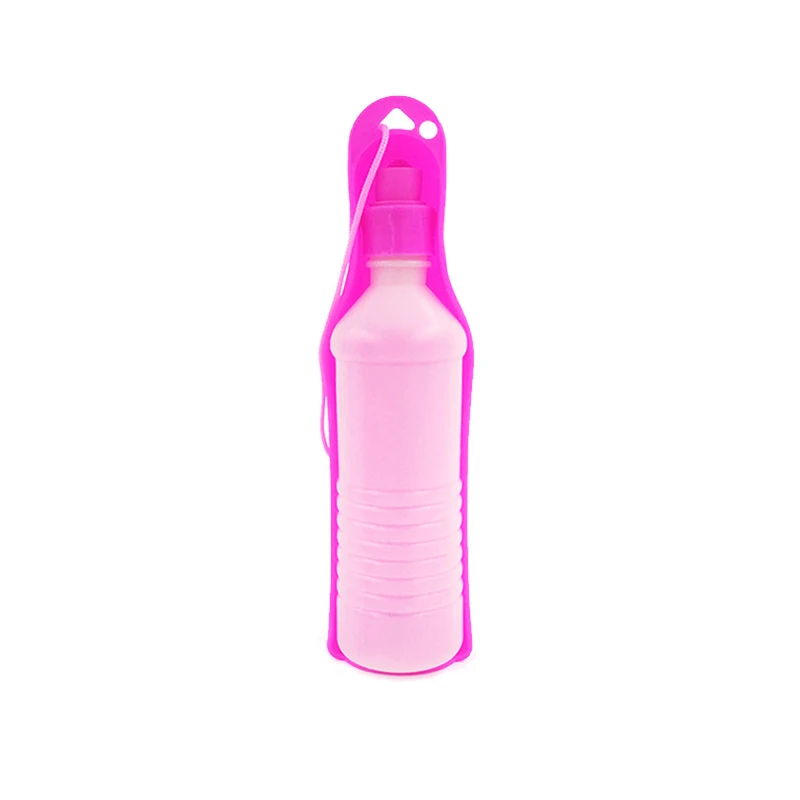 Pink 250 мл/500 мл домашняя Складная поилка для животных, собак, кошек, наружная переносная Питьевая Бутылка, миска для домашних животных, поилка для путешествий - Цвет: Pink