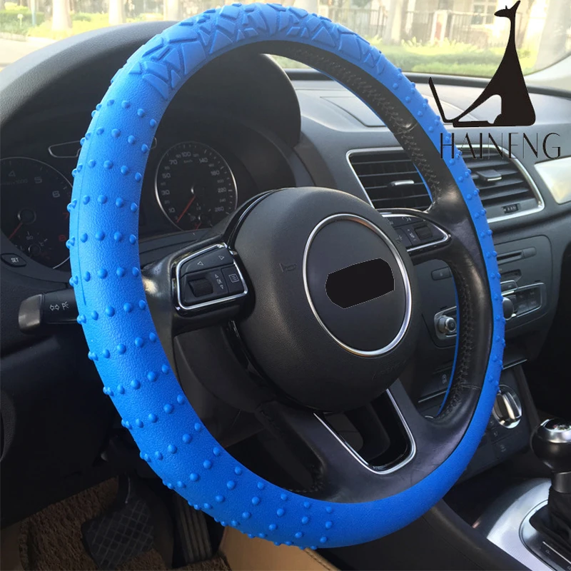 HuiER геометрический силиконовый авто чехол рулевого колеса автомобиля Противоскользящий 36-38 см автомобильный Стайлинг рулевое колесо автомобиля-Чехлы