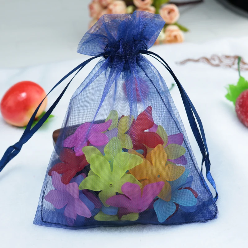 

500pcs/lot 13x18cm Navy Organza Bags Wedding Favors Candy Gifts Packaging Bags Tulle Jewelry Gift Bag Pouches Party Supplies