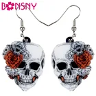 Акриловые серьги Bonsny в виде Розы, черепа, большие, длинные, в стиле панк, ювелирные изделия для женщин, девочек, женские аксессуары