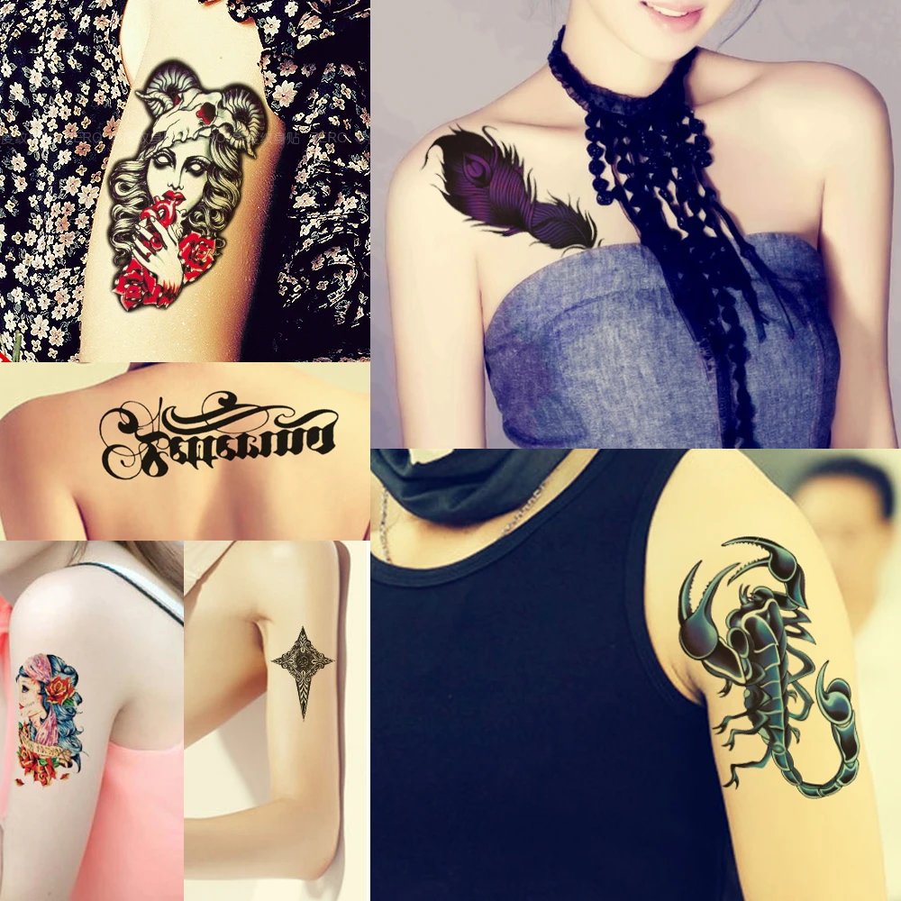 Случайный 50 дизайн 1 шт. Временные татуировки стикер Красота Женщины Мужчины