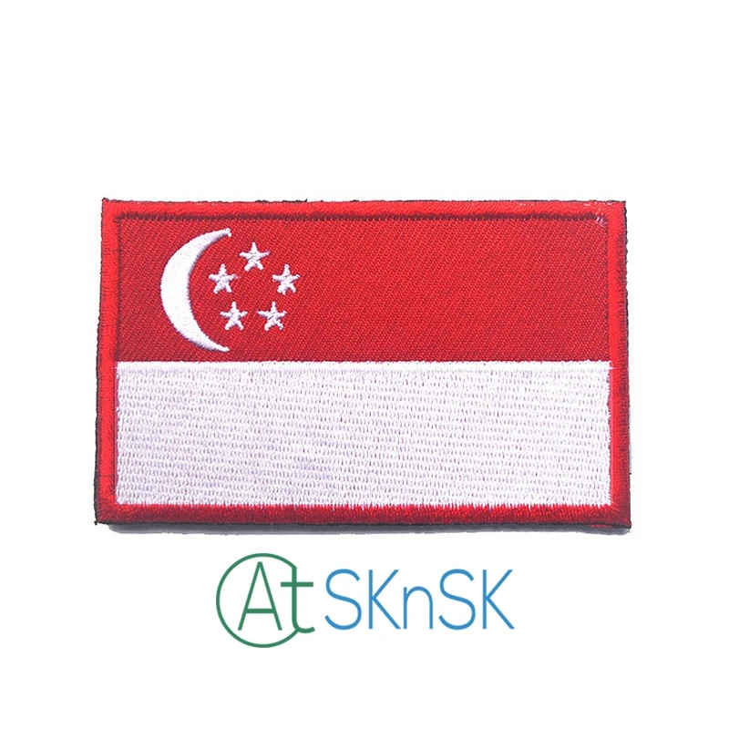 2 шт./компл. значок с вышивкой в виде флага Сингапура военная тактическая одежда |