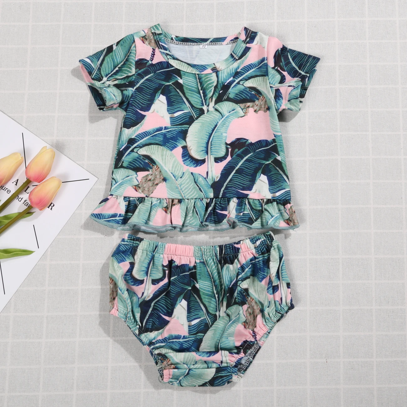 Новорожденных для маленьких девочек малышей летние топы с короткими рукавами