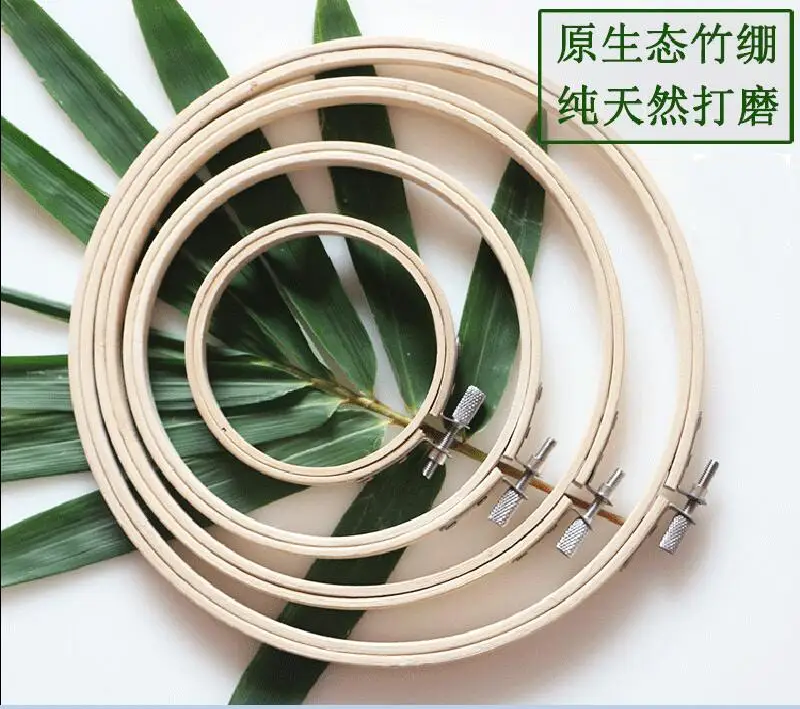 4 Размер/Комплект Натурального Бамбука Круглый Деревянный вышивка Крестом