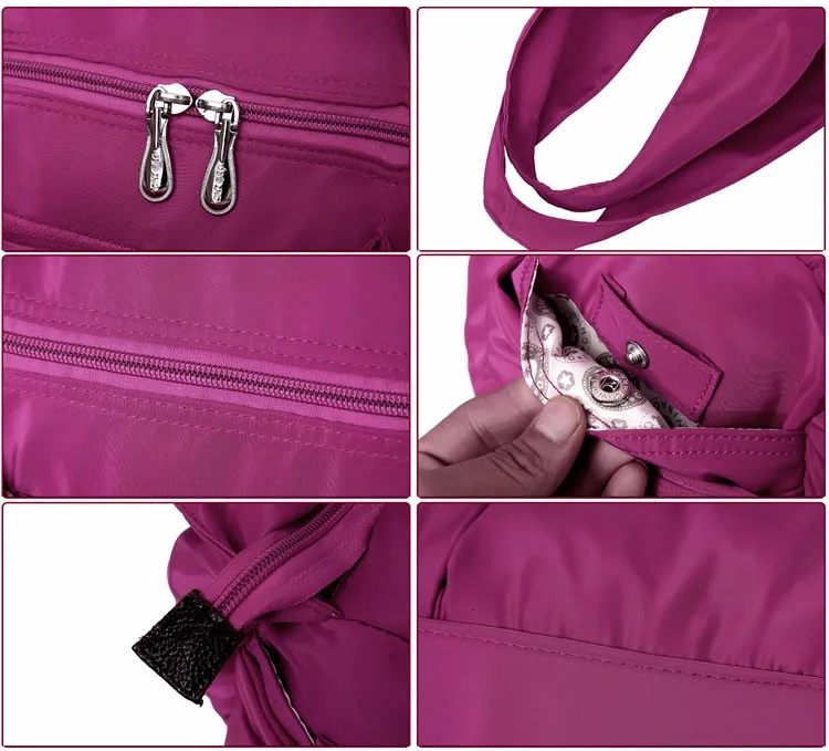 Женская сумка, повседневная большая сумка на плечо, нейлоновая сумка-тоут от известного бренда, фиолетовые сумки, сумки для подгузников, водонепроницаемые сумки, черные сумки XA287H