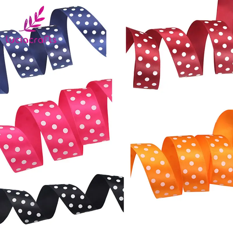 Mixed color 1 Lucia crafts 1 ''25 мм точечный узор печатная Рождественская атласная лента DIY шитье и бант для волос украшения ремесла 5 ярдов/партия T0205 - Цвет: Mixed color 1
