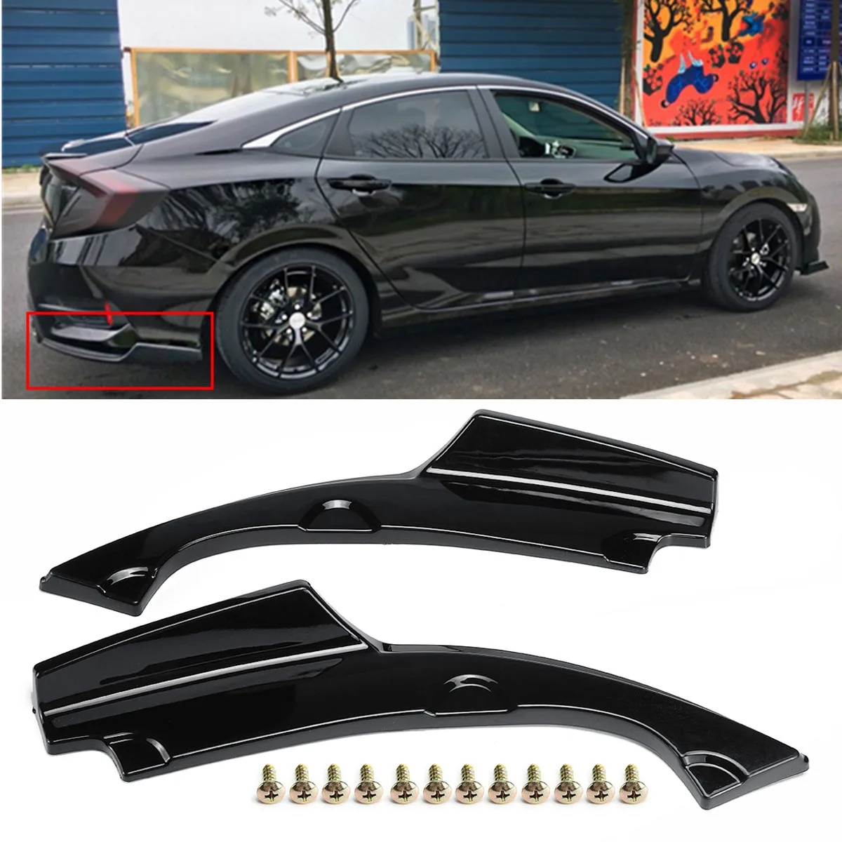 2 шт. накладки для заднего бампера Honda Civic 4DR 2016 2018|Амортизаторы| |