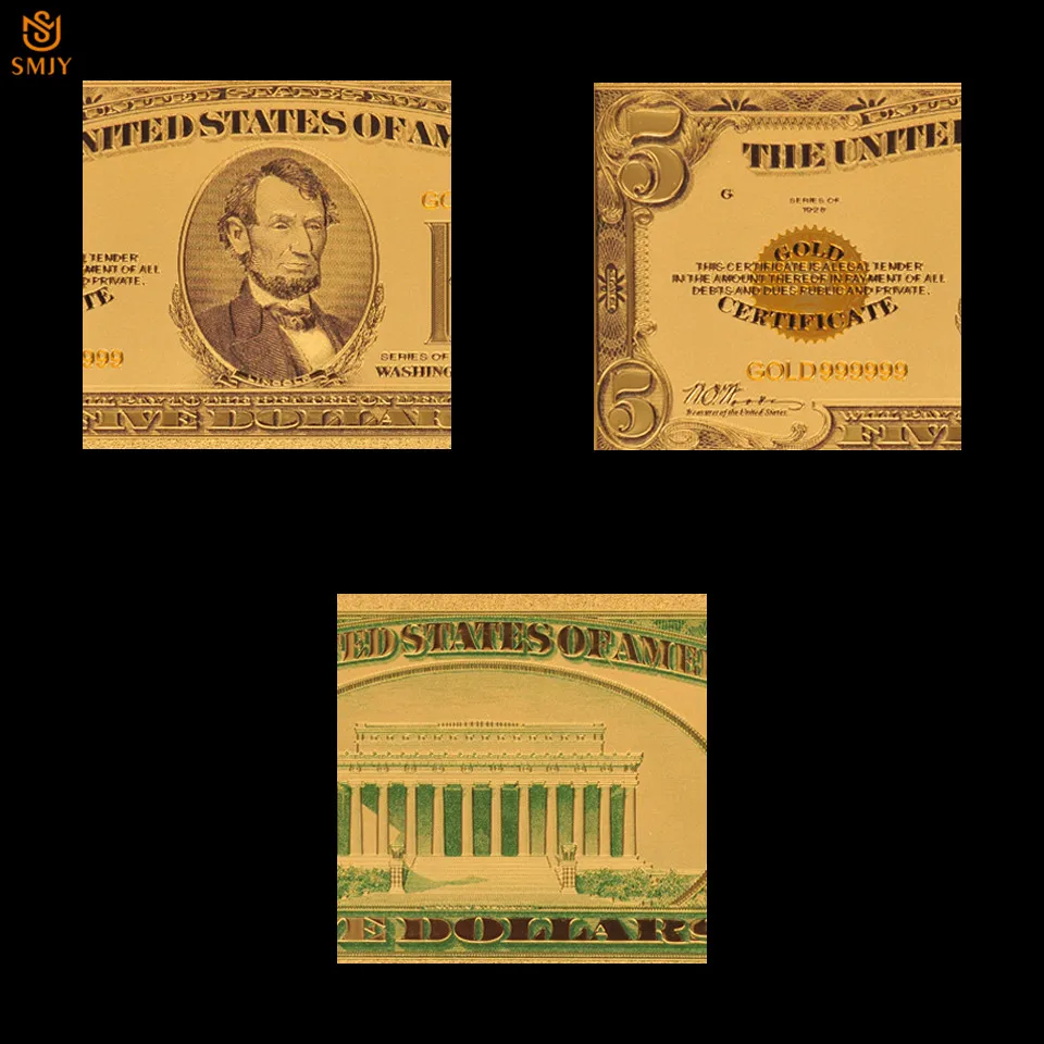1928 US Gold Money 5 Dollar plate Currency Paper Fake Banknote Collection And Souvenir Gift | Дом и сад