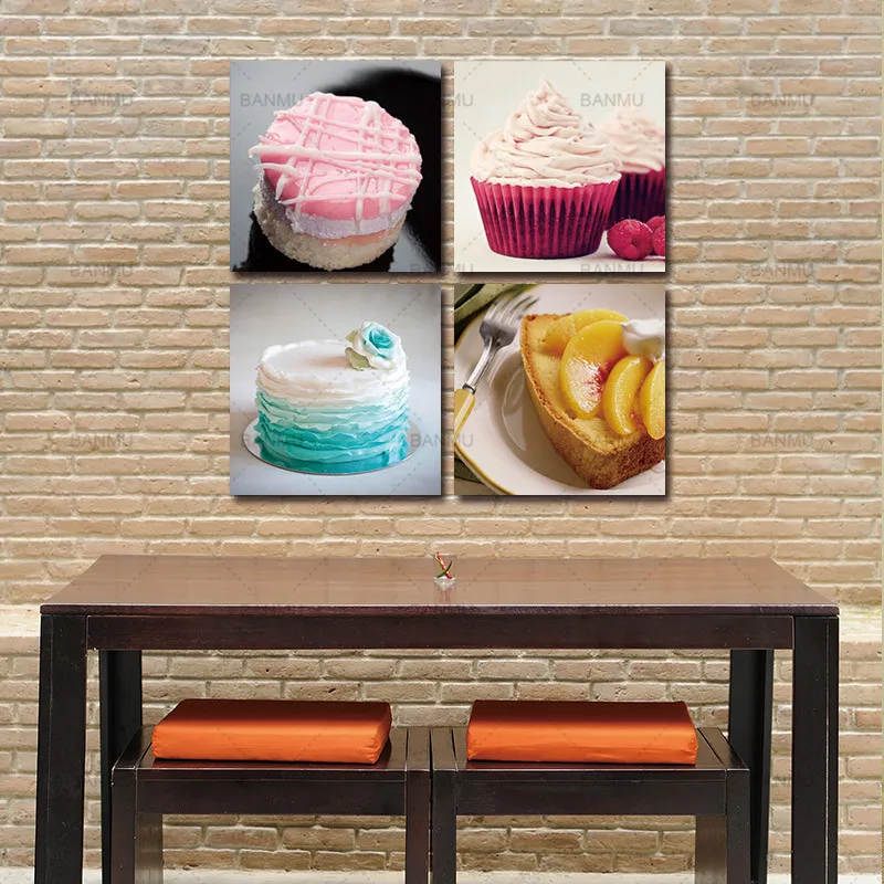 canvs wall art Colorful Cake Food Canvas Prints Modern Wall Art Paintings Cakes Decor Giclee Artwork for Room Decorations | Дом и сад