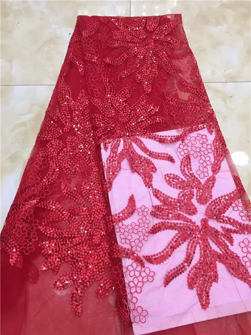 Nigerian Lace Fabrics For Wedding wine Latest Sequins Promotion African with gold Women Dress Material | Дом и сад