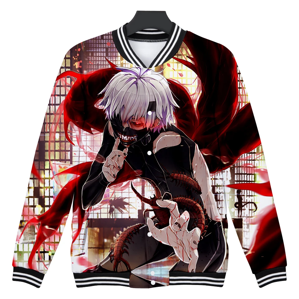 Новый 3D принт с надписью tokyo ghoul Kawaii бейсбольная куртка длинным рукавом Для мужчин