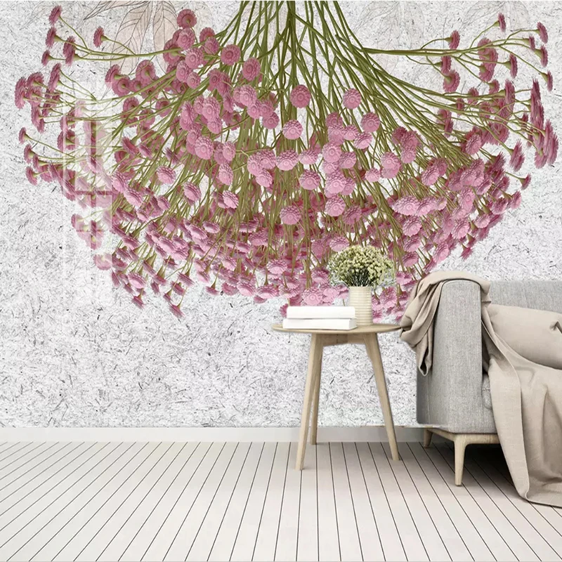 Современная роскошная 3d фреска на заказ тисненые обои с розовыми цветами для