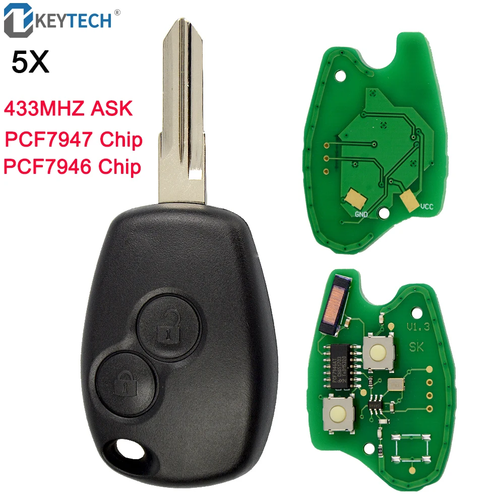 OkeyTech 5 шт. дистанционный ключ для Renault Clio DACIA Logan Sandero 433 МГц ID46 PCF7946 PCF7947 чип VAC102