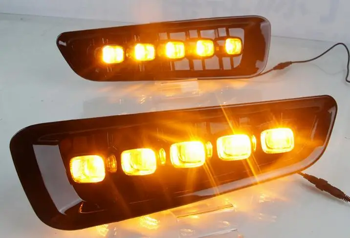 2 шт. DRL светодиодный дневные ходовые огни Противотуманные фары для Ford Raptor SVT F150 с сигналом поворота желтый стиль реле