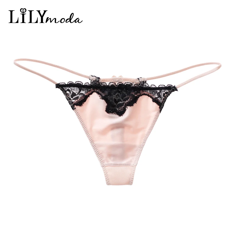 Lilymoda, новинка, сексуальные кружевные трусики-стринги с цветочным рисунком, женские бесшовные трусики-стринги с Т-образной спинкой, женское нижнее белье, нижнее белье, 10 цветов - Цвет: Apricot
