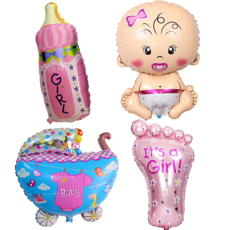 4pcs baby girl KAMMIZAD ребенок 1-й набор воздушных шаров на день рождения розовый и голубой номер фольги шар диких один день рождения украшения Детские воздушные шары вечерние принадлежности - Цвет: 4pcs baby girl