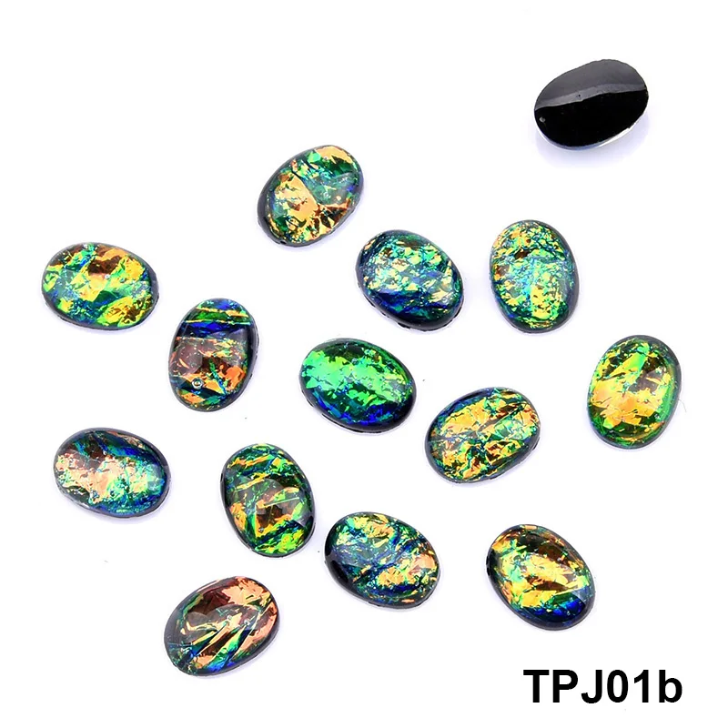 TPJ01b 10 шт. плоские пластмассовые декоративный камень для ногтей украшения для ногтей блестки дизайн оболочки 6x8 мм овальные драгоценные камни для nailart TPJ01 - Цвет: TPJ01b