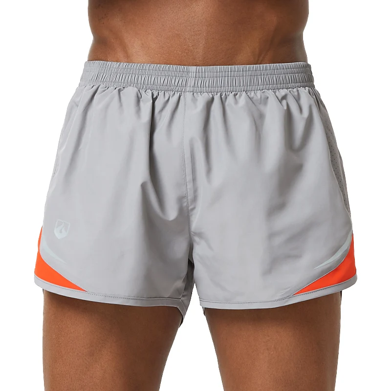 Серый M-4XL, спортивные мужские шорты для бега, дышащие, быстросохнущие, черные, серые, для фитнеса, для спортзала, короткие, Homme, большие размеры - Цвет: Серый